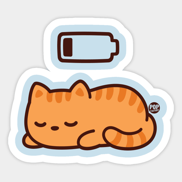 LOW BATTERY CAT Sticker by toddgoldmanart